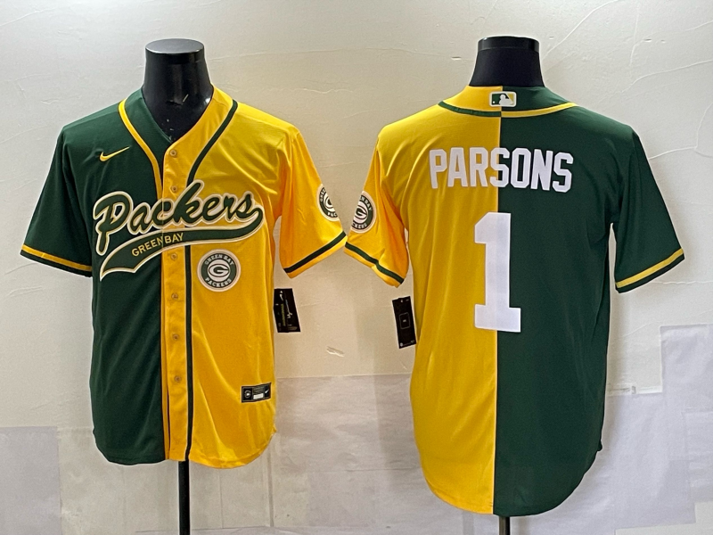 Men Green Bay Packers #1 Parsons yellow green Nike NFL 2025 jersey 04->green bay packers->NFL Jersey
